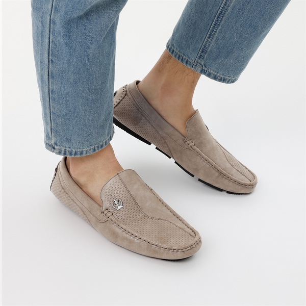 Men's Versatile PU Leather Casual Loafers - BEIGE - 1